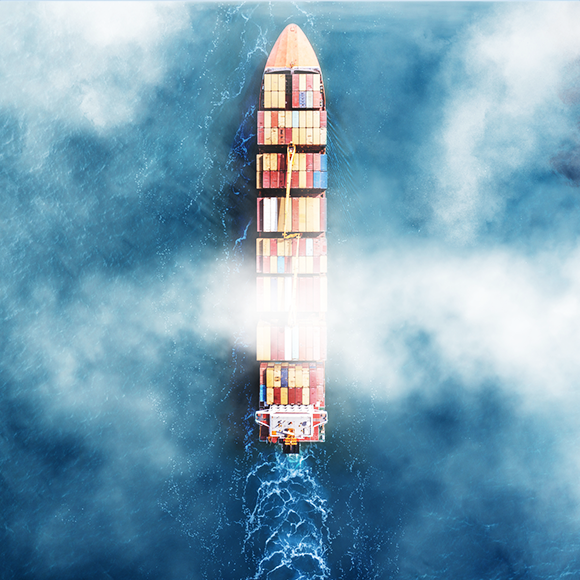 Commercial maritime vessel underway