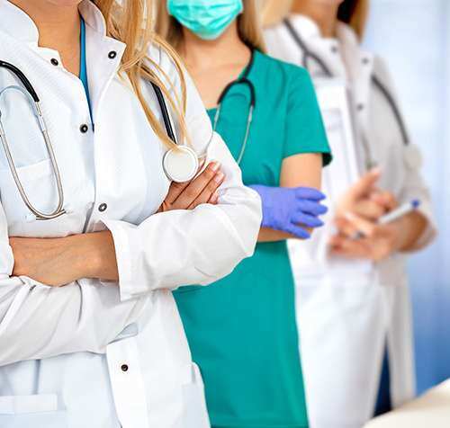 Medical professionals standing together