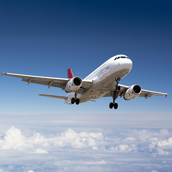Commercial airliner in flight