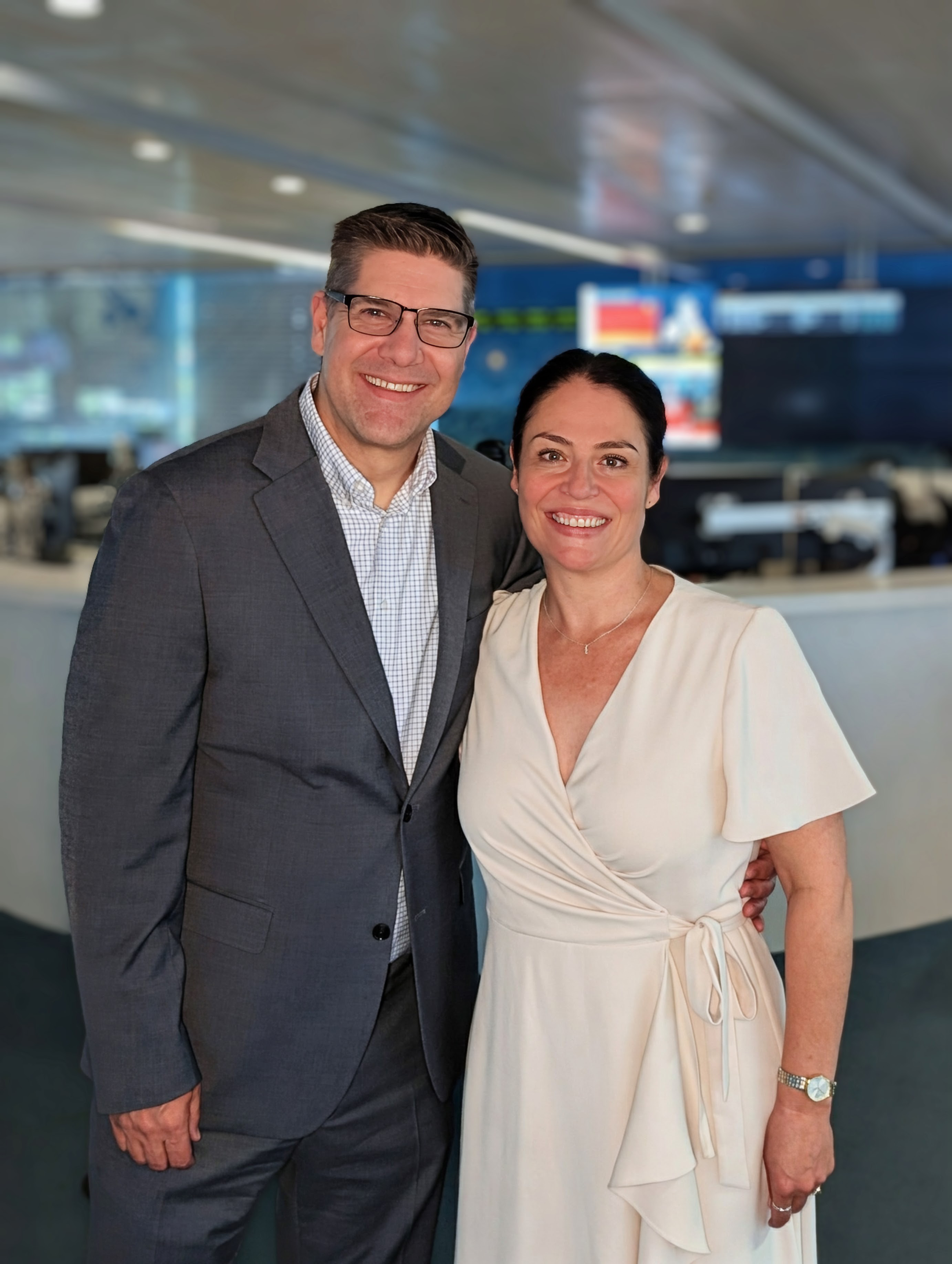 Bill Dolny, CEO of MedAire, and Elmarie Marais, CEO of GoCrisis, standing together.